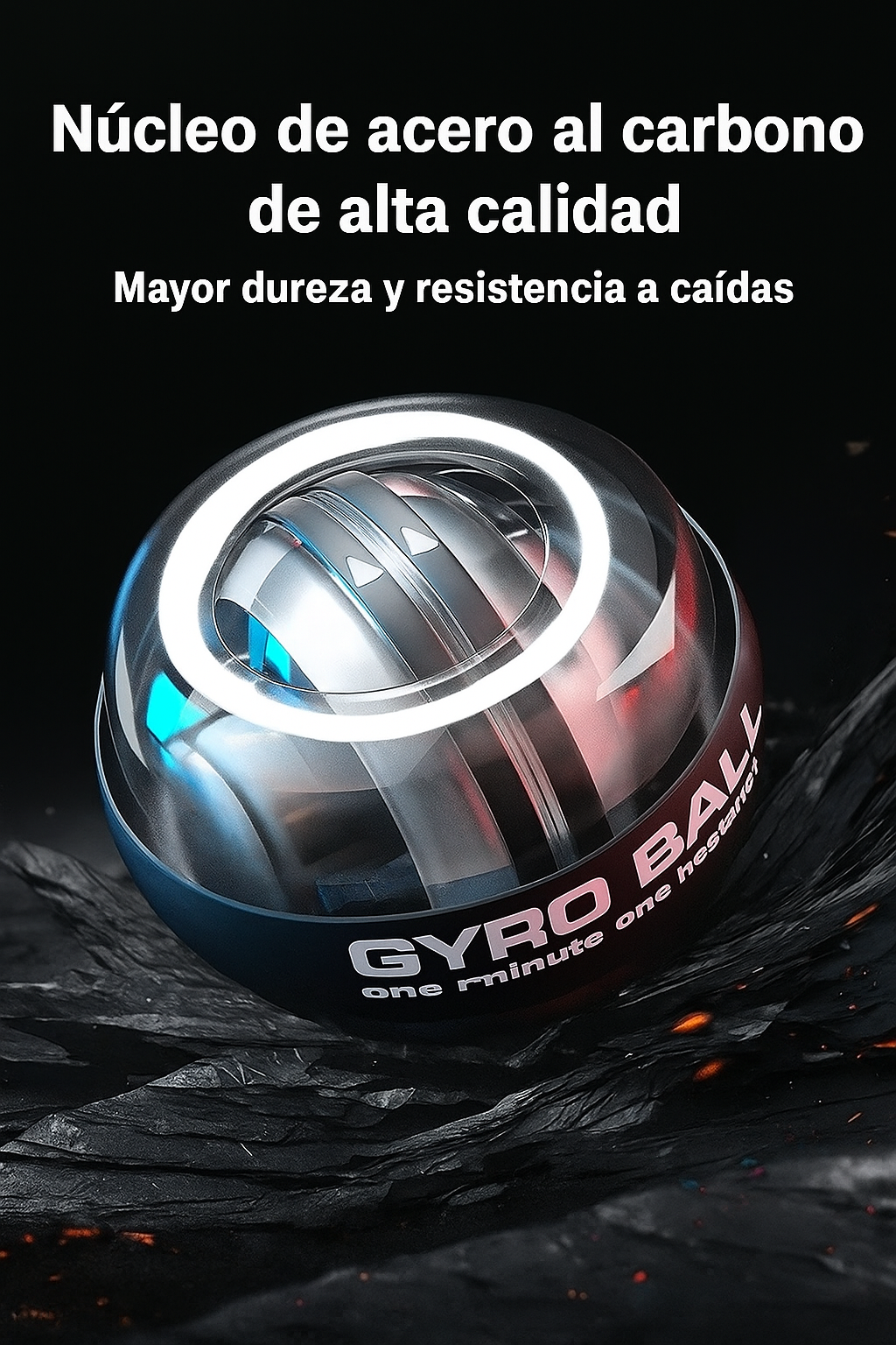 PowerBall Giroscópico Autoarranque – Fortalece Muñeca y Antebrazo | Esfera Antiestrés de Entrenamiento y Rehabilitación
