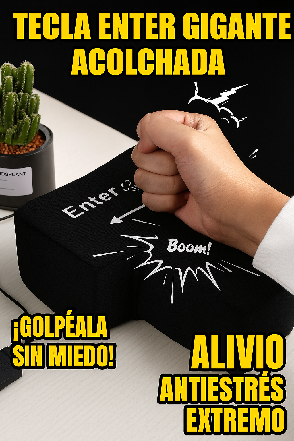 Tecla ENTER Gigante USB Antiestrés – Almohada de Oficina para Ordenador | Gadget Divertido para Programadores y Gamers